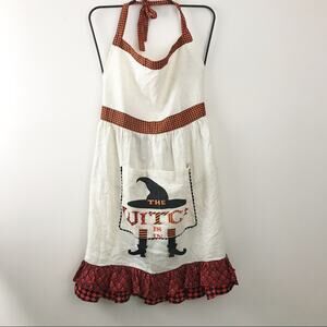 Pier 1 One Witch witchy Halloween hostess apron ruffles artsy kitschy kitchen